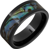 Black Diamond Ceramic Ring with Abalone Inlay